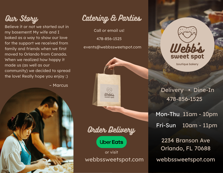 New Menu/ Tri-fold Brochure side 1