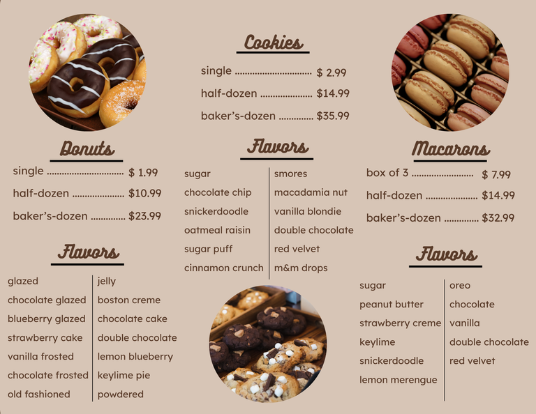 New Menu/ Tri-fold Brochure side 2