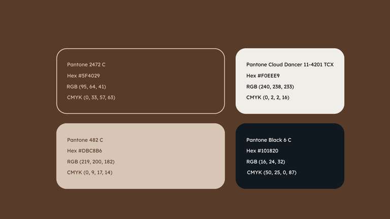 Custom Color Palette with Pantone, Hex codes, CMYK, as well as RGB